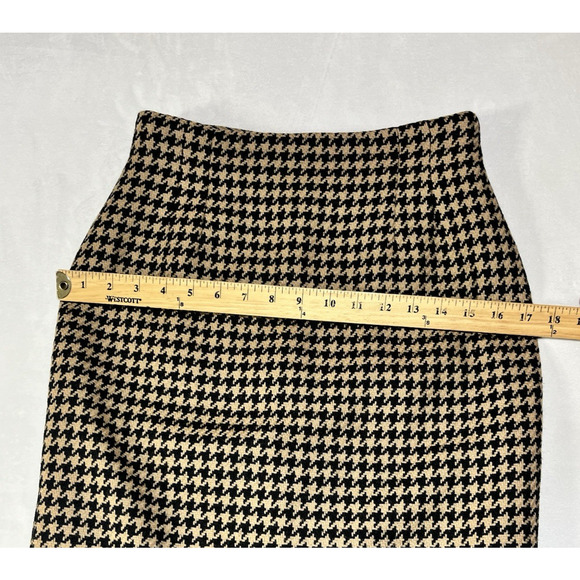 VTG Jones New York Petite Wool Pencil Skirt Houndstooth 6P Tan Black Career Work - Picture 4 of 8